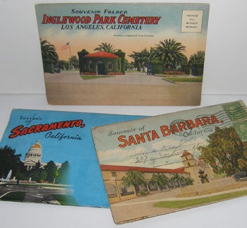 Item #12-0067 Souvenir Folders of Sacramento, Santa Barbara, and Inglewood Park Cemetery in Los Angeles, California. Western Publishing, etc Novelty Co., Calif Los Angeles.