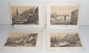 Item #12-0152 Views of Austria. Der Peterskirchof in Salzburg, Mozart's-Monument, Der Königssee, and Berchtesgaden.