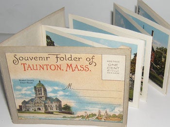 Item #12-0266 Souvenir Folder of Taunton, Massachusetts. Curt Teich, Co, Ill Chicago.