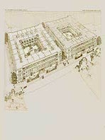 Item #12-0481 Bird's eye view of Lexington Terraces, 1909. Pl. VII. Frank Lloyd Wright
