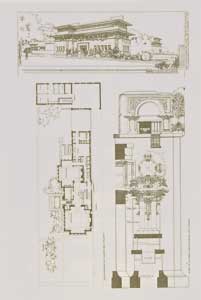 Item #12-0500 Perspective and ground plan of a city dwelling for Isadore Heller, Woodlawn Avenue,...