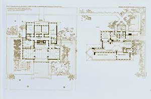 Item #12-0520 Ground plan of E. H. Cheney house and a ground plan for a one-story house for an artist, 1904. Pl. XXX. Frank Lloyd Wright.