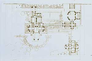 Item #12-0521 Ground plan of the D. D. Martin house, Buffalo, New York, 1904. Pl. XXXII. Frank...