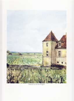 Item #12-0559 Château du Clos de Vougeot. Menu cover for the Confrérie des Chevaliers du Tastevin. Jean-Pierre Remon, Confrérie des Chevaliers du Tastevin.