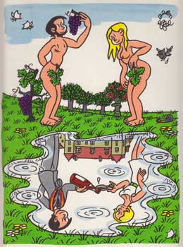 260px x 350px - Wine Drinkers as Nude Adam and Eve. Menu cover for the ConfrÃ©rie des  Chevaliers du Tastevin | Jean Effel, ConfrÃ©rie des Chevaliers du Tastevin