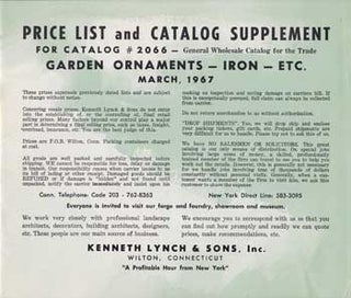 Item #12-0627 Price List and Catalog Supplement for Catalog #2066: Garden Ornaments, Iron, Etc. ...
