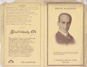 Item #12-1032 Wilson MacDonald Canadian Recital Tour 1923-1924. Wilson MacDonald.