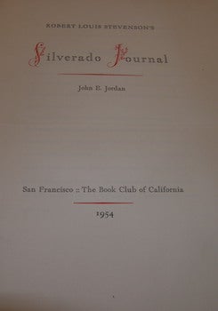 Item #12-1175 Prospectus for Robert Louis Stevenson's Silverado Journal. John E. Jordan
