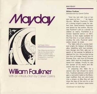 Item #12-1322 Dust Jacket for Mayday. William Faulkner