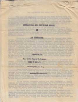 Item #12-1329 Genealogical and Historical Sketch of the Singletons. Media Research Bureau, D. C....