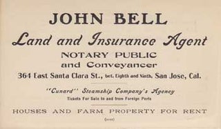 Item #12-1348 John Bell, Land and Insurance Agent, Notary Public and Conveyancer. John Bell