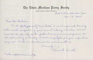 Item #12-1380 ALS to Mrs. Wilson inquiring about her literary activities. Florence E. Smith
