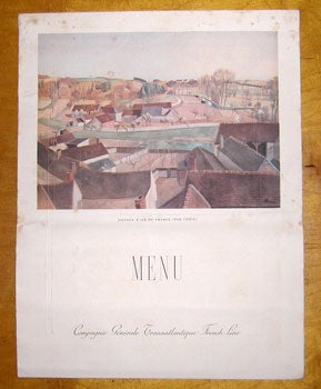 Item #13-1007 Menu Cover for Compagnie Générale Transatlantique. French Line. "Village d'Ile...