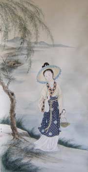Item #13-1269 [Woman With Basket By The Water]. Betty Snowflake Ng, Shuet-Wah