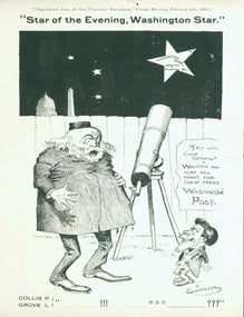 Item #15-10087 Star Of The Evening, Washington Star. Reproduced from the San Francisco Examiner, Friday Morning, February 21st, 1896. San Francisco Examiner, Jimmy Swinnerton, illust.