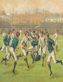 Item #15-10089 A Football Match. Old Bailey, London. "Boys.". 19th Century British.