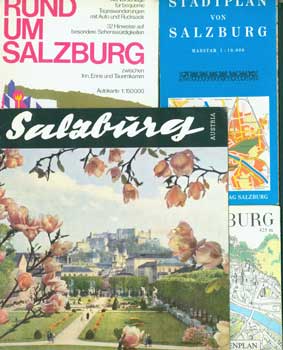 Item #15-11218 Salzburg Travel Ephemera: Stadtplan Von Salzburg; Salzburg Strassenplan; Rund Um...