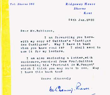 Item #15-11316 TLS Chaning-Pearce to Geoffrey Robinson, January 24, 1950. Melville Chaning-Pearce.