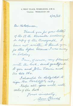 Item #15-11322 ALS Clement to Geoffrey Robinson, January 12, 1958. lec, Clement