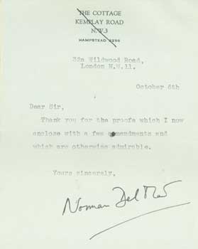 Item #15-11352 TLS Letter Norman Del Mar to Geoffrey Robinson. Norman Del Mar