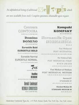 Item #15-1605 An alphabetical listing of additonal new types which are now available from stock....