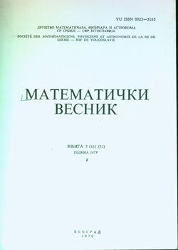 Adnadhevidh, Dushan - Matematichki Vesnik. Kniga 3 (16) (31). Godina 1979. Sbeska 2