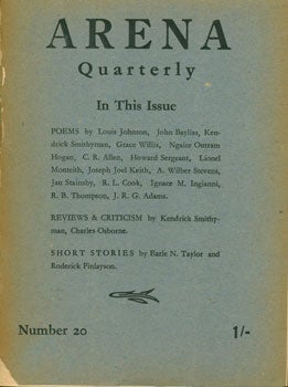 Item #15-4367 Arena. Quarterly Of New Zealand Writing. Number 20. Kendrick Smithyman, Charles Osborne, Louis Johnson.