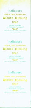 Item #15-4427 Hallcrest Santa Cruz Mountain White Riesling, 1947, Felton, Santa Cruz County,...