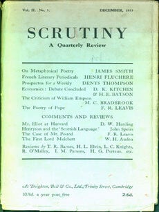 Item #15-4457 Scrutiny, A Quarterly Review. Vol. II, No. 3. December 1933. D. W. Harding, F. R....