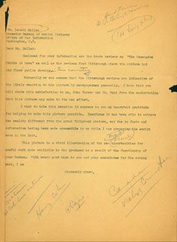 Item #15-4649 Copy of typed letter from Cowan to Mr. Lowell Mellet, Director Bureau of Motion...