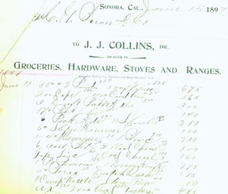 Item #15-4691 Seven Receipts for Goods & Services Sold, dated 1897, from Sonora, in Tuolumne...