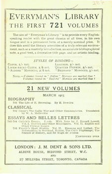 Item #15-5081 Everyman's Library, The First 721 Volumes. Everyman's Library