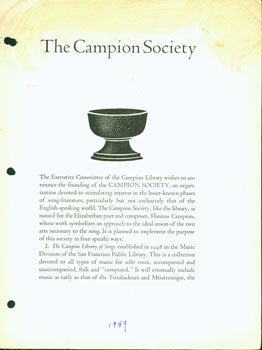 Item #15-5346 The Campion Society. The Campion Society, Executive Committee of the Campion Library, John Edmunds, Leonard Ralston.