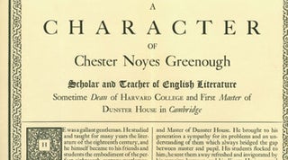Item #15-5376 A Character of Chester Noyes Greenough. Scholar and Teacher of English Literature....