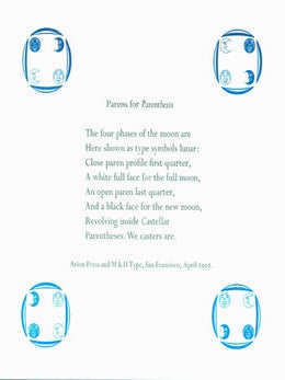 Item #15-5432 Parens For Parenthesis. Arion Press, M, H Type