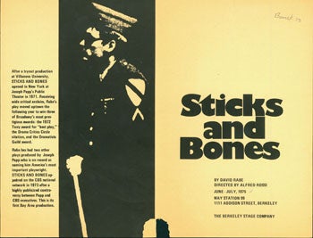 Item #15-6015 Sticks And Bones. Berkeley Stage Company, David Rabe, Alfred Rossi, dir.