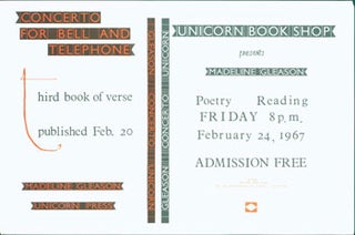 Item #15-6094 Unicorn Book Shop Presents Madeline Gleason Poetry Reading, Friday 8 pm, February...