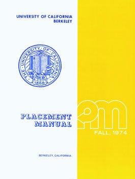 Item #15-6306 Placement Manual, Fall 1974. Berkeley University of California