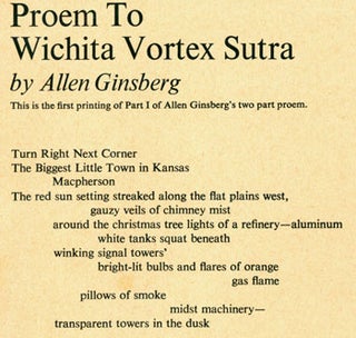 Item #15-6466 Proem To Wichita Vortex Sutra. Allen Ginsberg