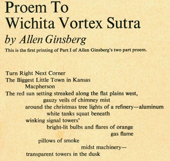 Item #15-6466 Proem To Wichita Vortex Sutra. Allen Ginsberg.
