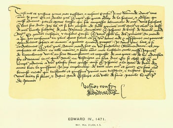 Warner, George Frederic; Stanislaus Murray Hamilton (intr.); Oliver H. Leigh (ed.) - Edward IV, 1471, Facsimile of Letter. From Universal Classic Manuscripts: Facsimiles from Originals in the Department of Manuscripts, British Museum