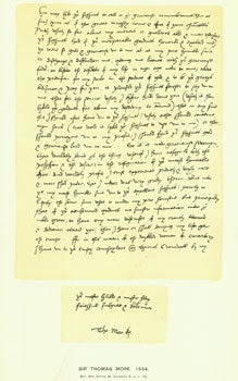 Item #15-6629 Sir Thomas More, 1534; facsimile of letter. From Universal Classic Manuscripts:...