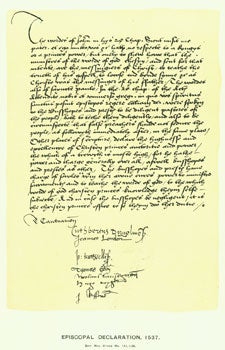 Item #15-6630 Episcopal Declaration, 1537; "Declaration of Archbishop Cranmer and seven other English bishops, recognising the authority of Christian Princes in ecclesiastical matters"; facsimile of letter. From Universal Classic Manuscripts: Facsimiles From Originals in the Department of Manuscripts, British Museum. George Frederic Warner, Stanislaus Murray Hamilton, Oliver H. Leigh, intr.
