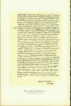Item #15-6639 Mary, Queen of Scots, 1571; facsimile of manuscript. From Universal Classic...