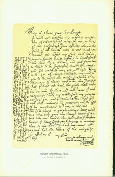Item #15-6661 Oliver Cromwell, 1649; facsimile of manuscript. From Universal Classic Manuscripts:...