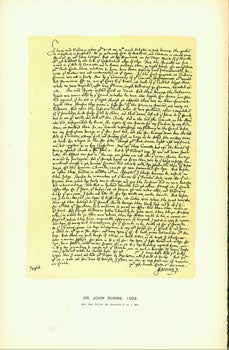 Item #15-6714 Dr. John Donne, 1602; facsimile of manuscript. From Universal Classic Manuscripts: Facsimiles From Originals in the Department of Manuscripts, British Museum. George Frederic Warner, Stanislaus Murray Hamilton, Oliver H. Leigh, intr.
