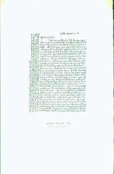 Item #15-6718 Jeremy Taylor, 1661; facsimile of manuscript. From Universal Classic Manuscripts:...