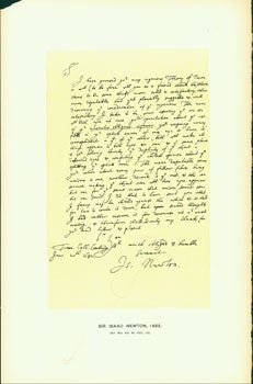 Item #15-6721 Sir Isaac Newton, 1682; facsimile of manuscript. From Universal Classic...