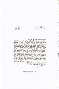 Item #15-6728 Alexander Pope, 1714; facsimile of manuscript. From Universal Classic Manuscripts:...