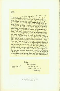 Item #15-6730 Dr. Jonathan Swift, Dean of St. Patrick's, 1730; facsimile of manuscript. From...